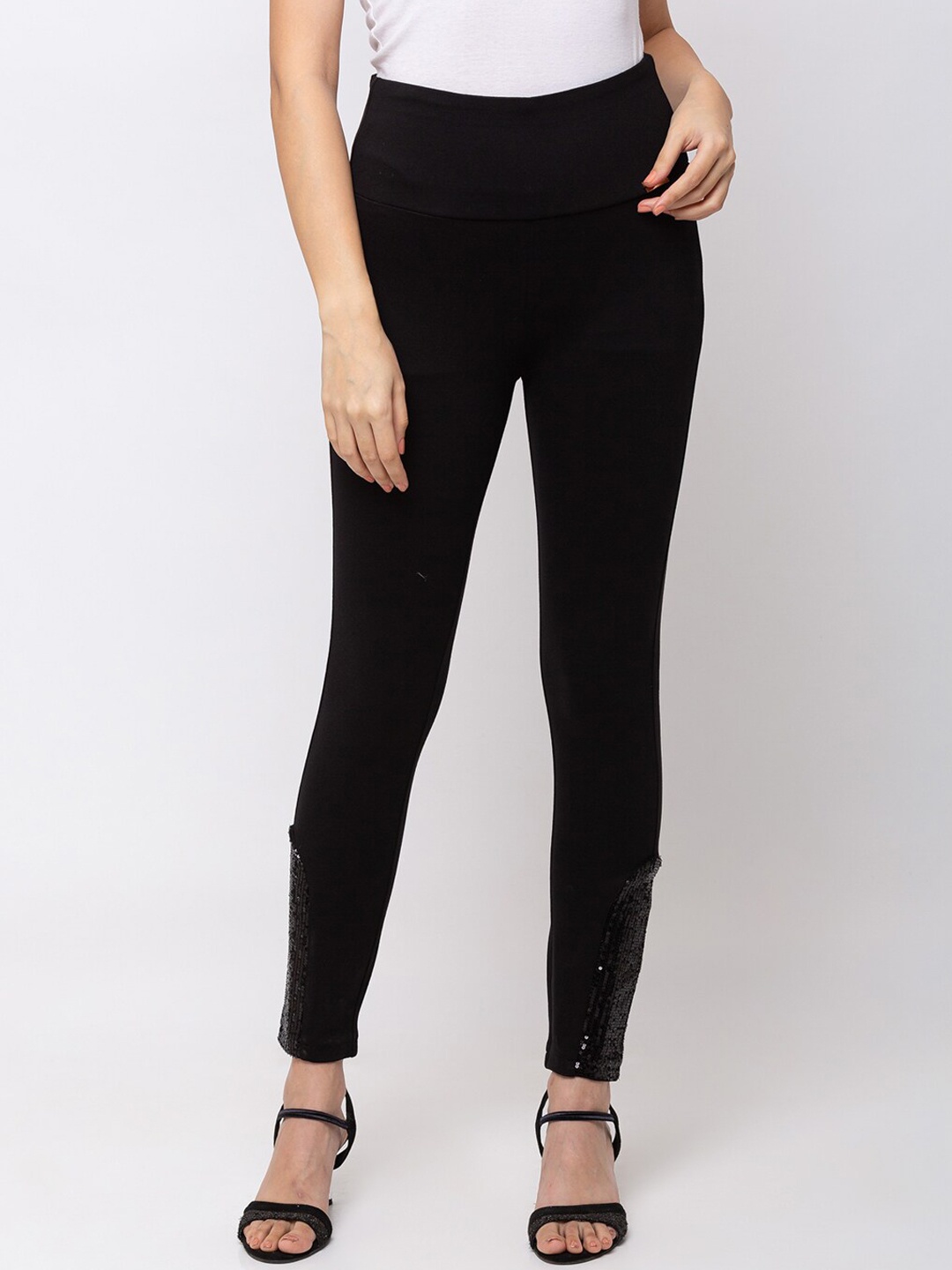 

SHECZZAR Women Black Solid Slim-Fit Treggings