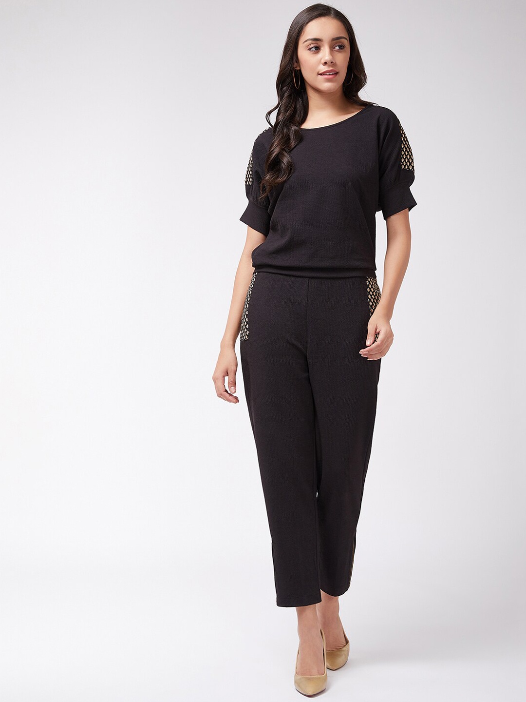 

Zima Leto Women Black Solid Top with Trousers