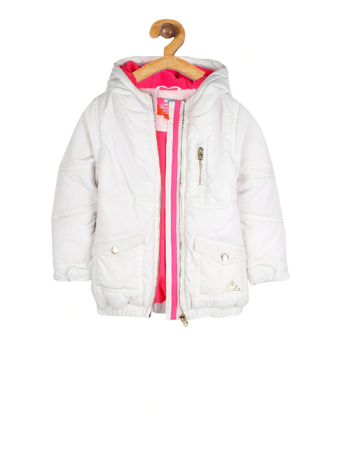 

Cherry Crumble Girls White Solid Open Front Jacket