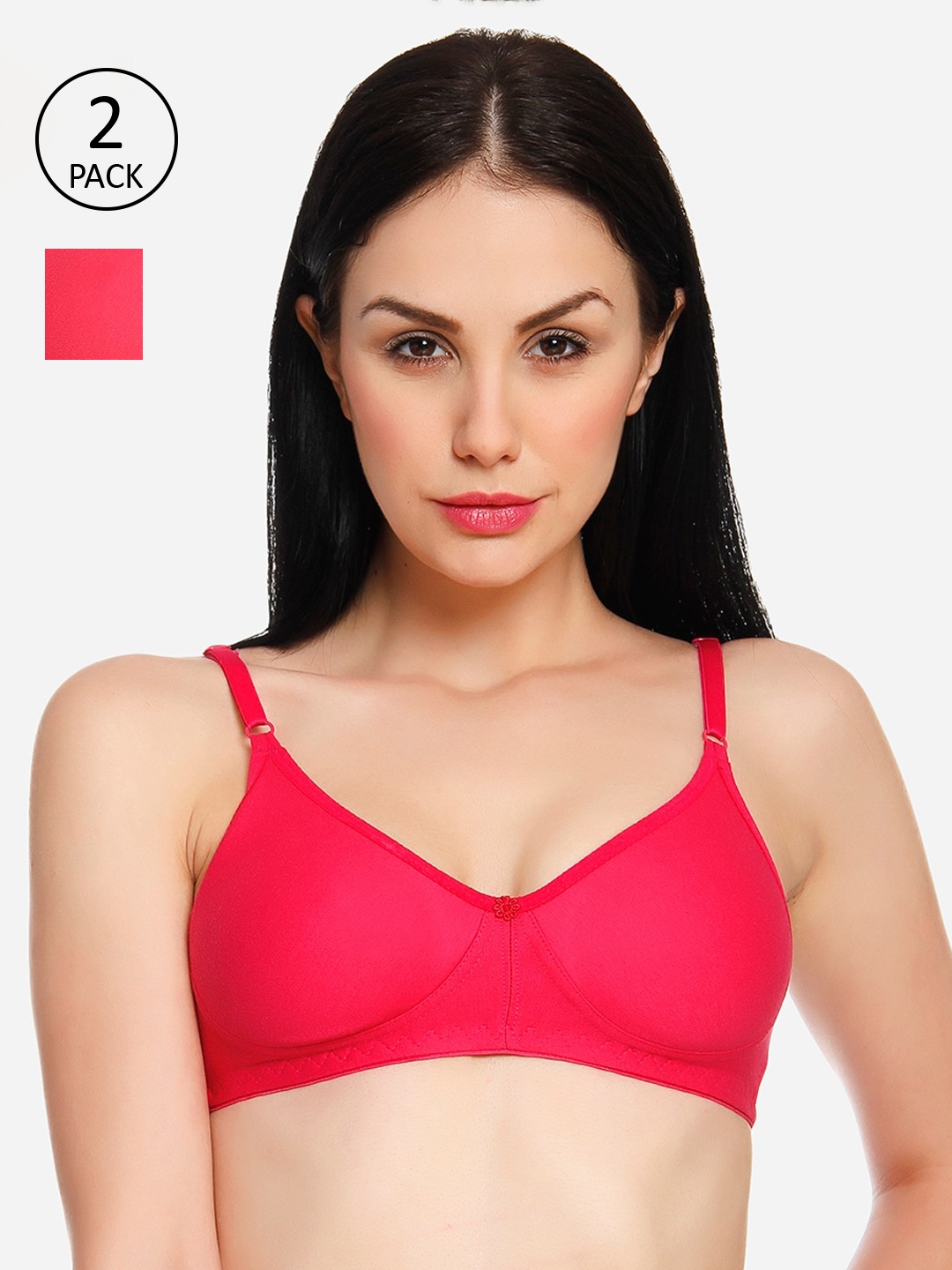 

Innocence Women Pack of 2 Coral Pink Solid Non-Padded Wireless T-shirt BraBBAPLIN90785_34B