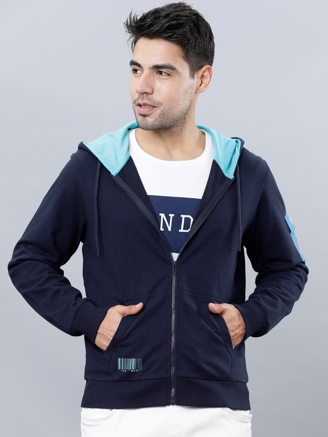 

HIGHLANDER Men Navy Blue Solid Hooded Sweatshirt