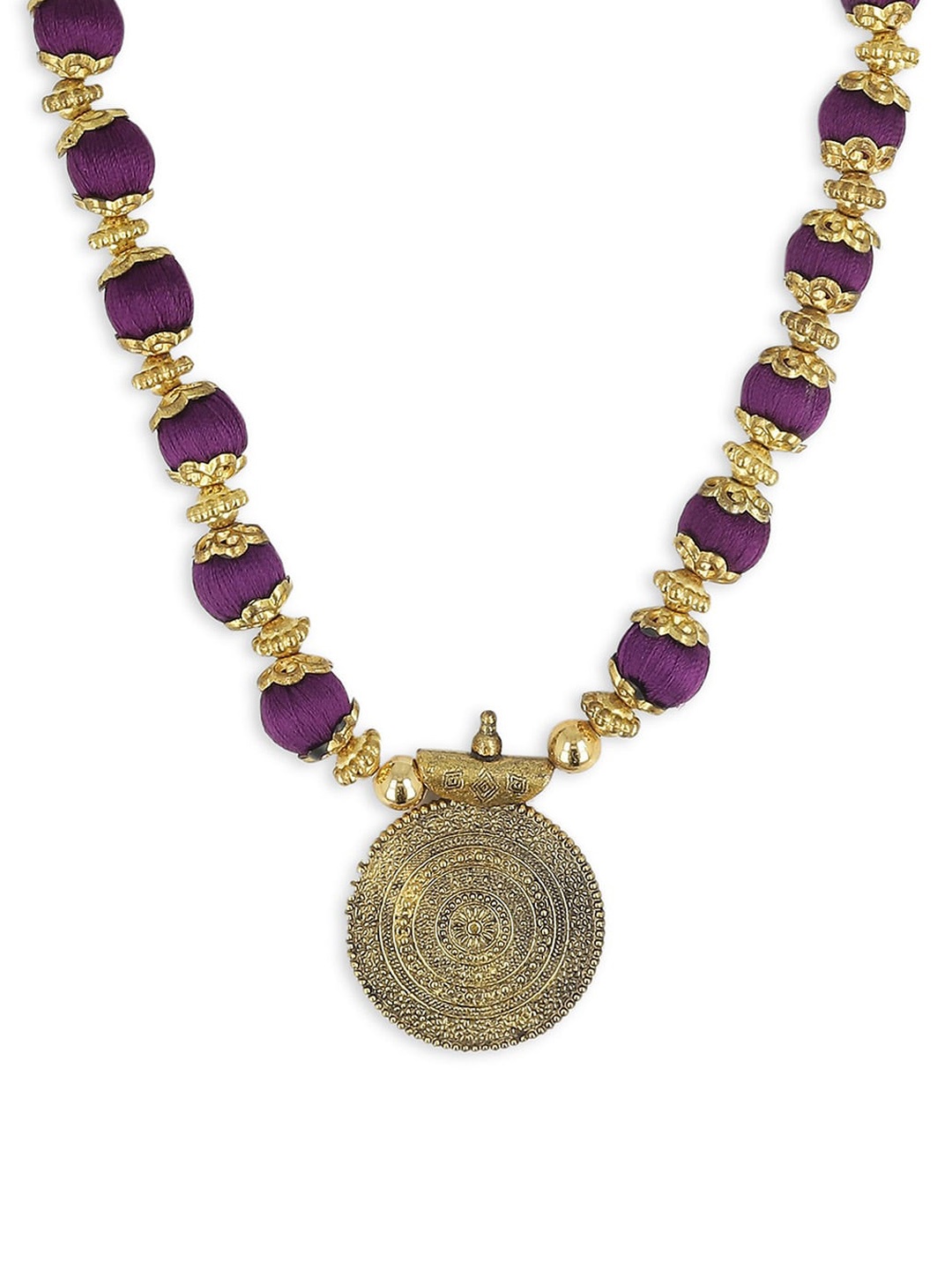 

AKSHARA Women Purple & Gold-Toned Brass Handcrafted Necklace