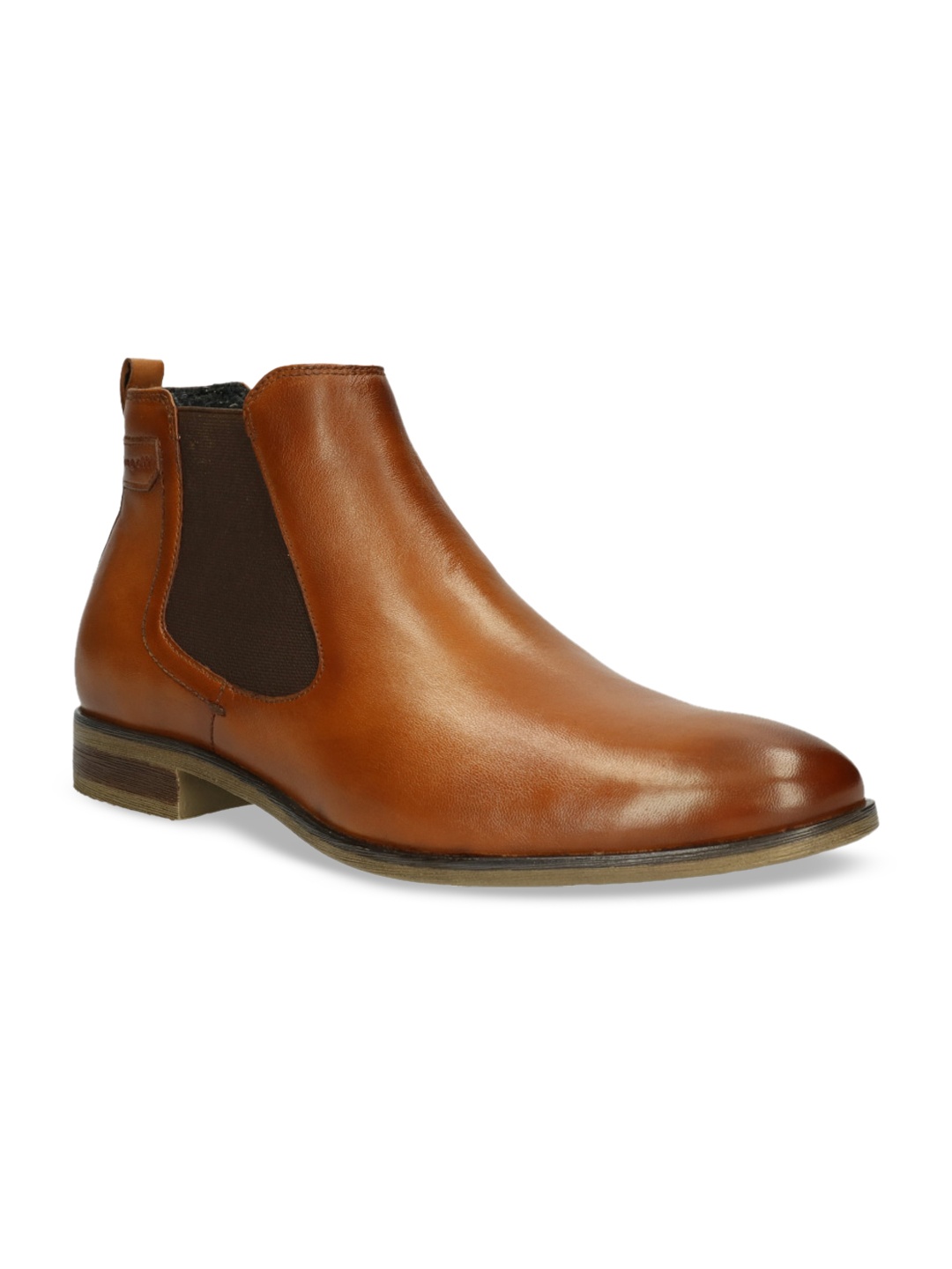 

Bugatti Men Brown Solid Leather Mid-Top Flat Boots