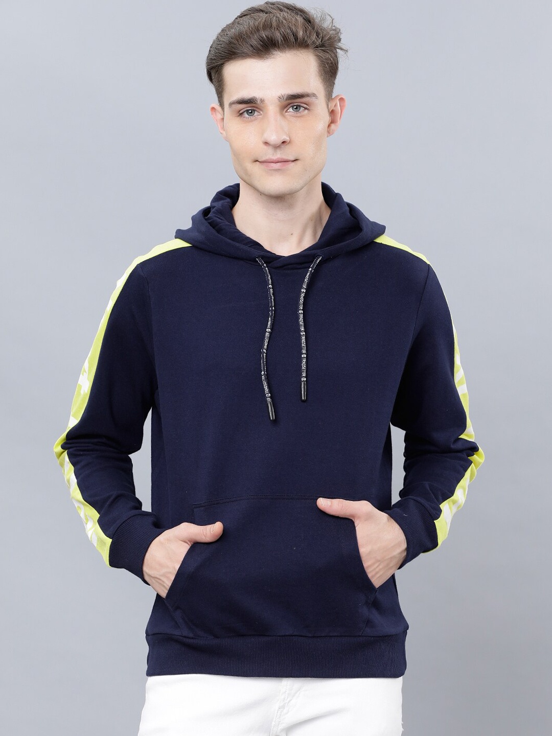 HIGHLANDER Men Navy Blue Solid Hooded Sweatshirt