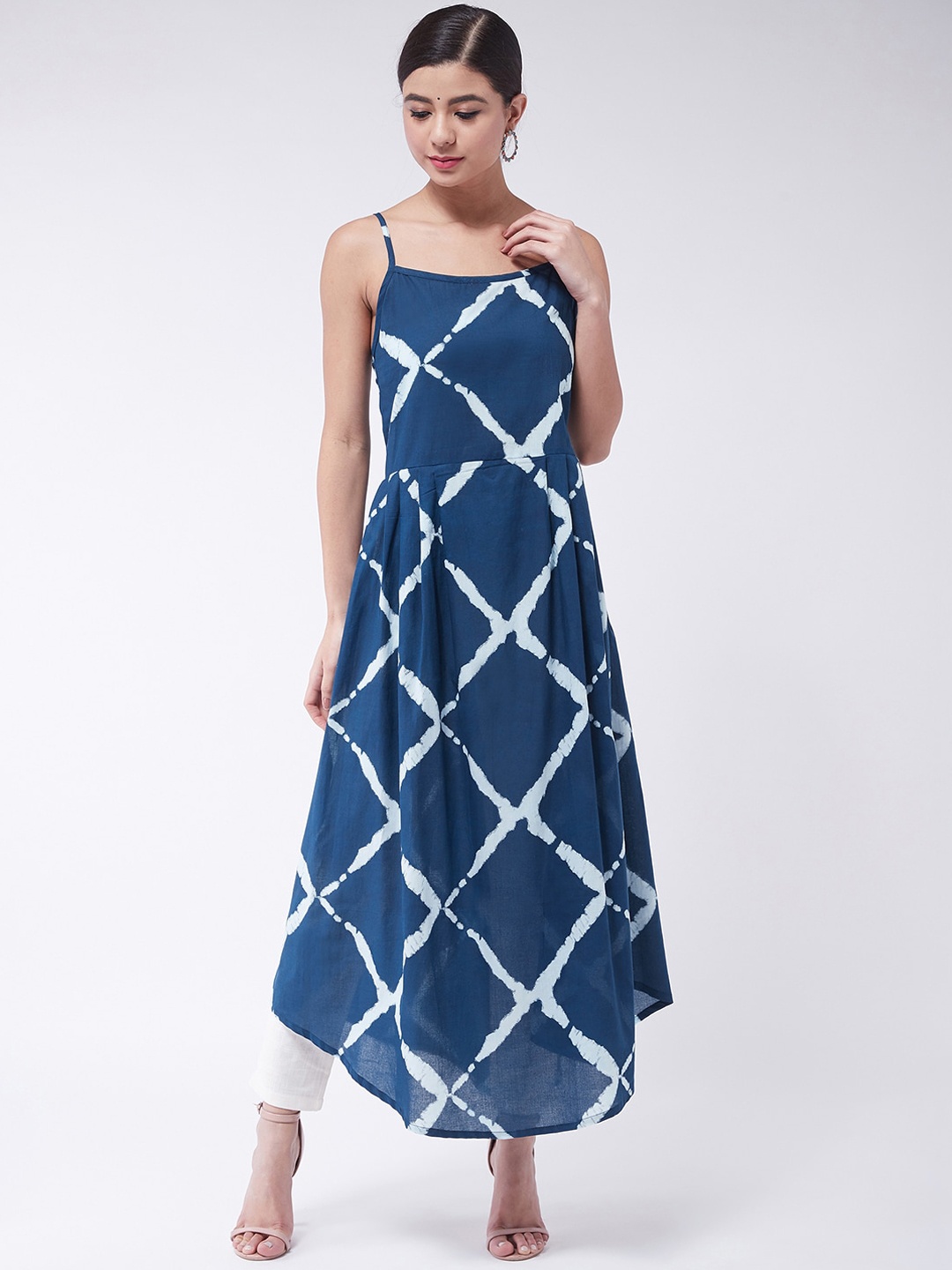

InWeave Women Blue & White Printed A-Line Kurta