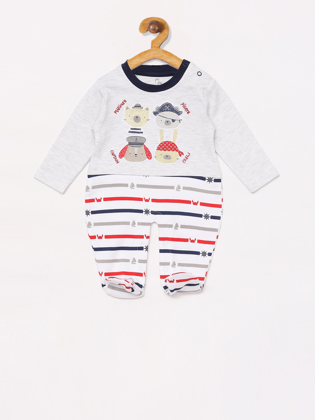 

BABY GO Infant Boys Printed Organic Cotton Sleepsuit, White