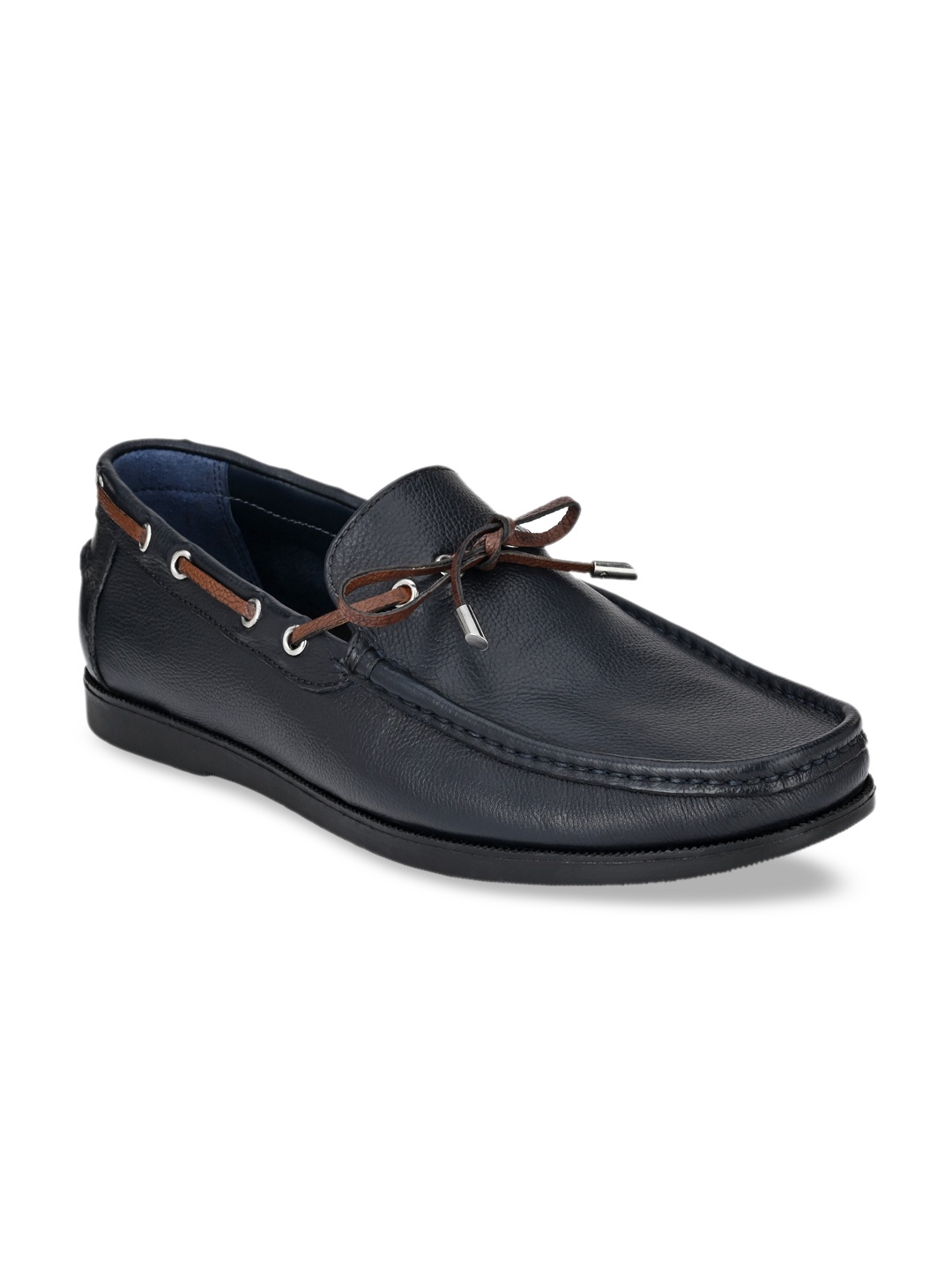 

San Frissco Men Blue Leather Boat Shoes