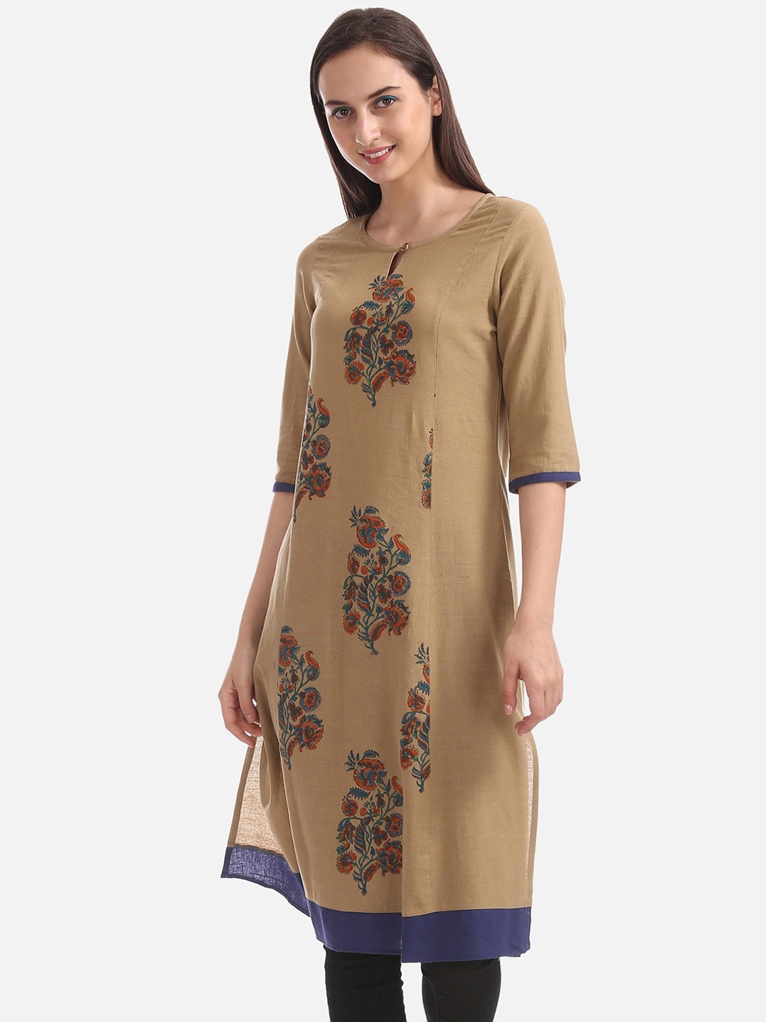 

Anahi Women Brown Printed A-Line Kurta