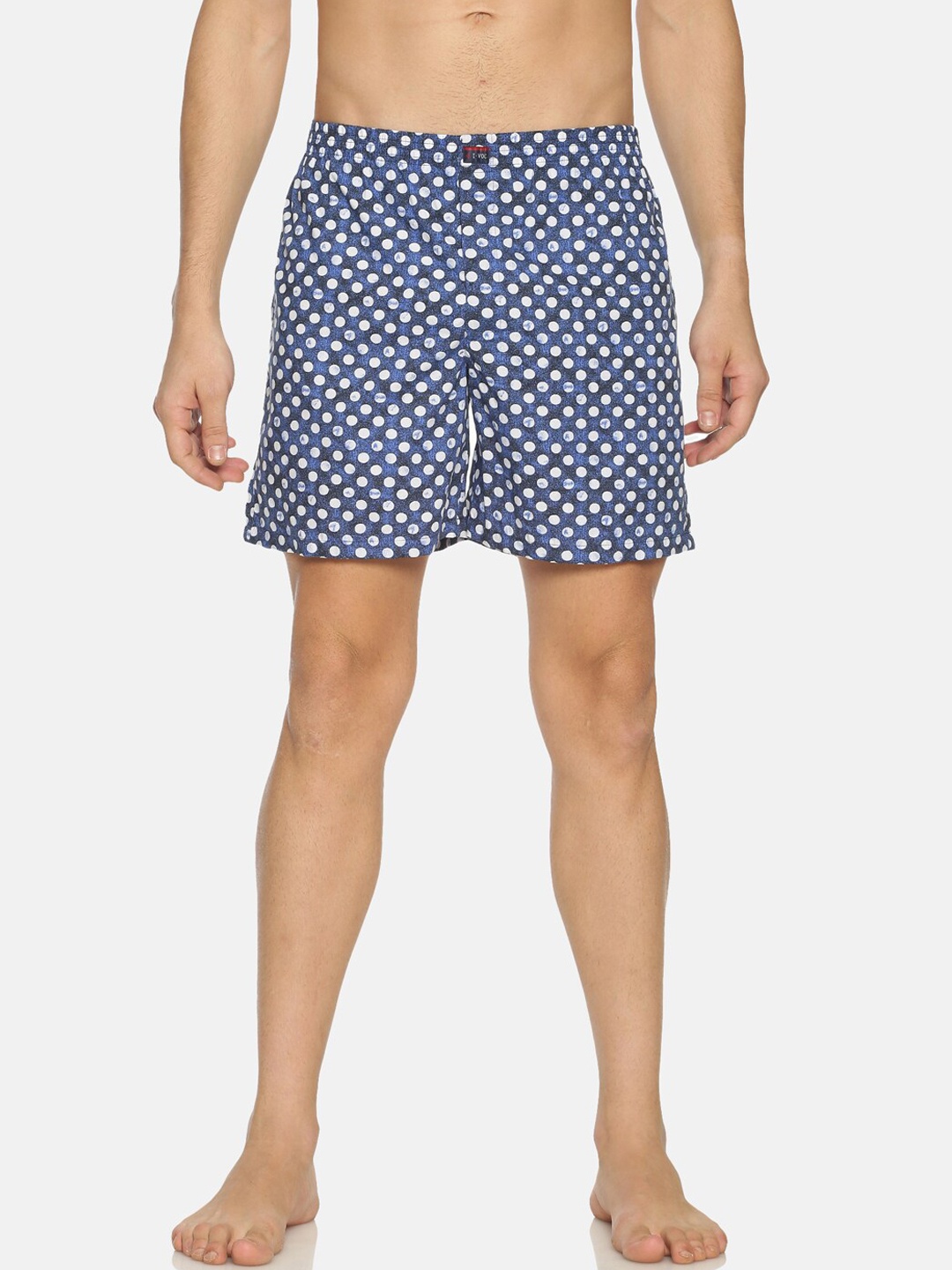 

IVOC Men Navy & White Printed Pure Cotton Boxers IOMBS02SC03L35, Navy blue