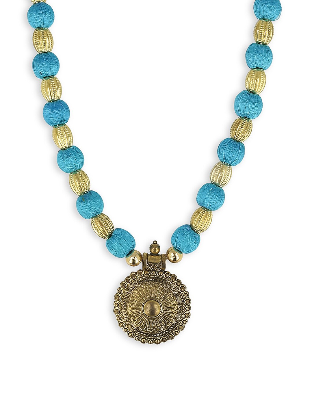 

AKSHARA Women Blue & Gold-Toned Handcrafted Necklace with Pendent