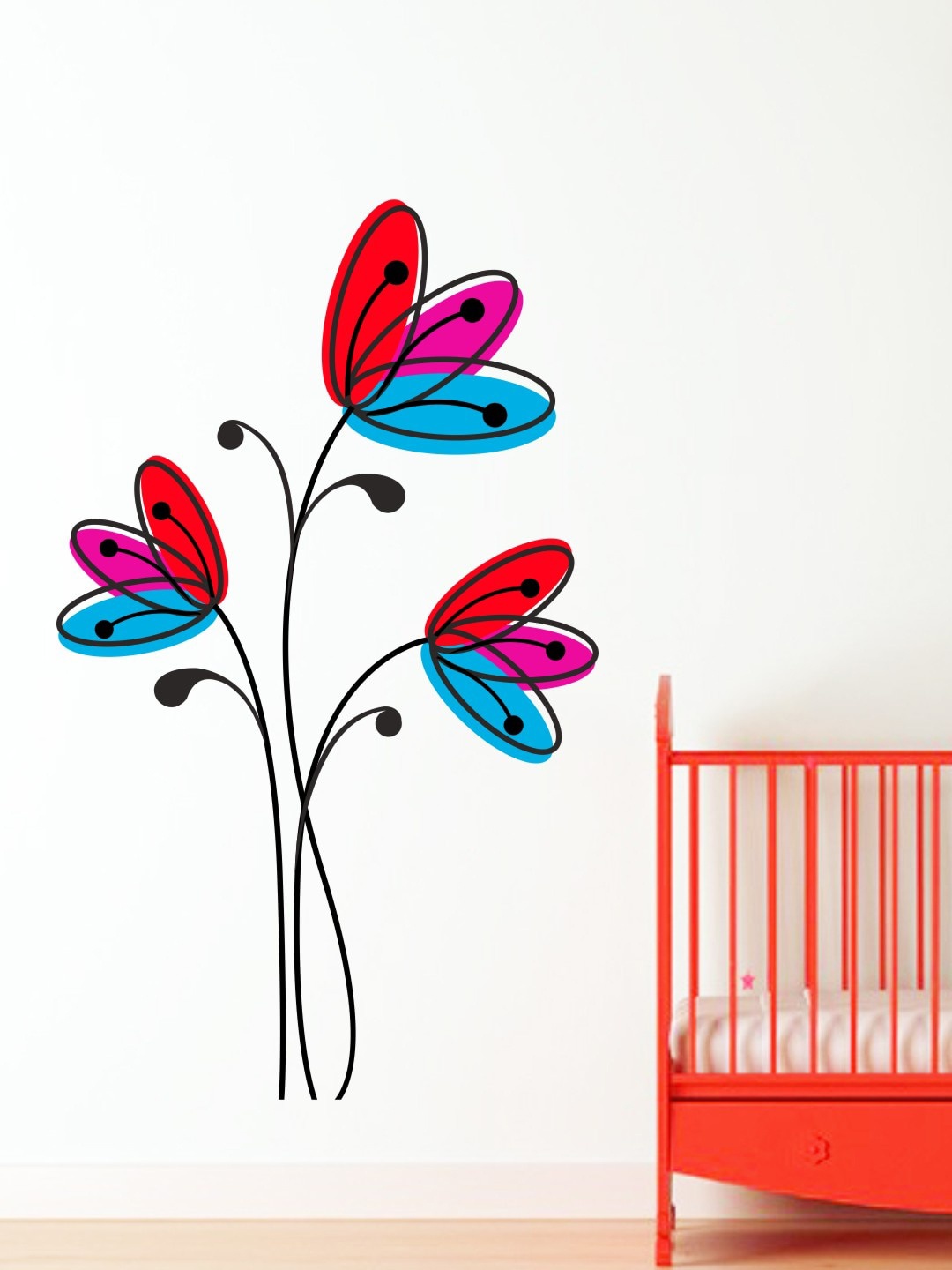 

rawpockets Three Color Flower Wall Sticker, Pink