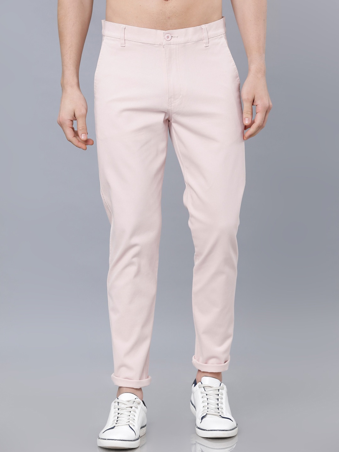 

HIGHLANDER Men Pink Slim Fit Solid Regular Trousers