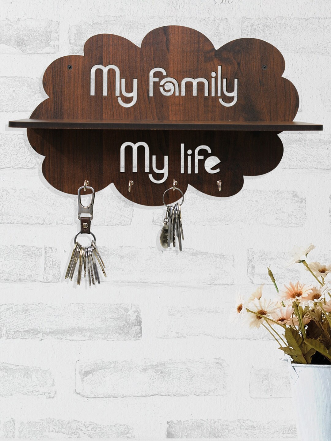 RANDOM Brown Solid Wooden Wall Mount Key Holder