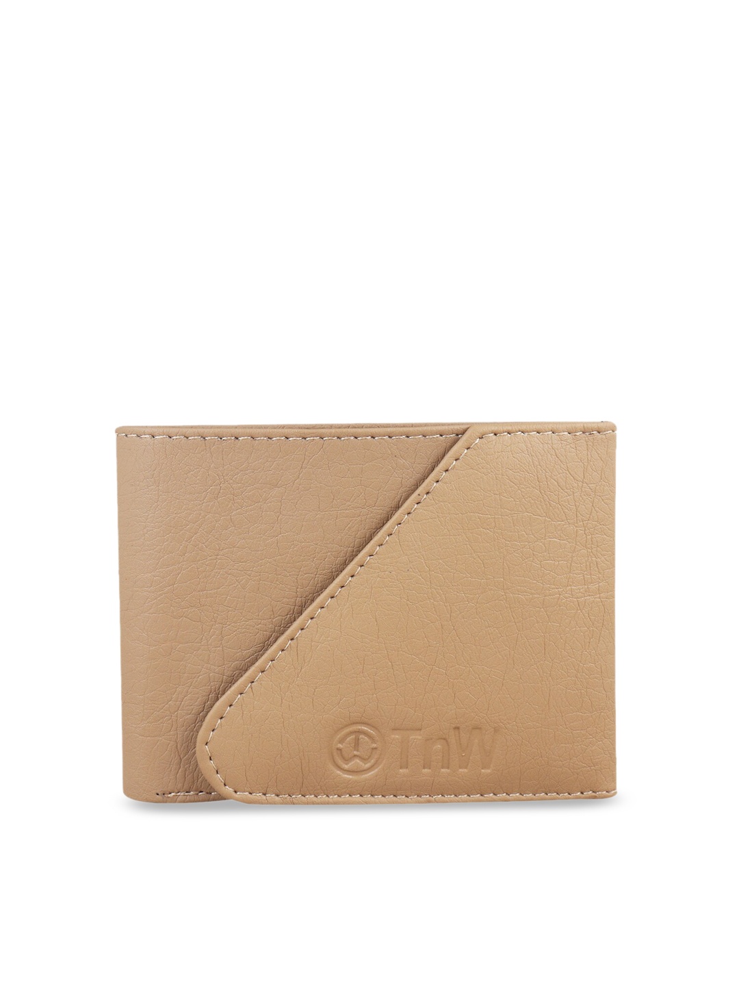

TnW Unisex Beige Solid Two Fold Wallet
