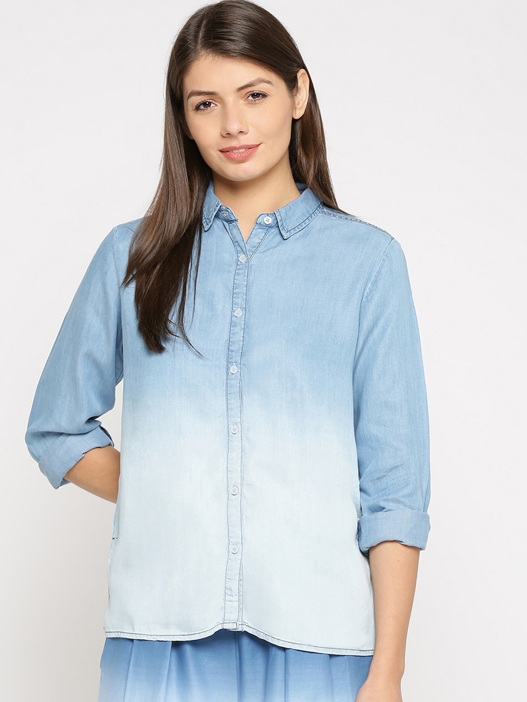

Pepe Jeans Women Blue Regular Fit Faded Casual Shirt