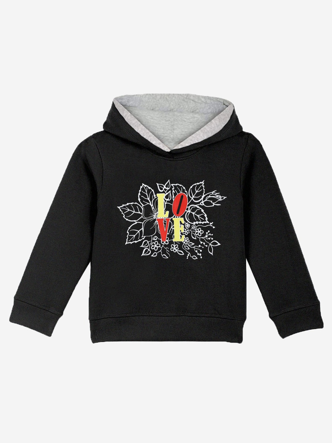 

Naughty Ninos Girls Black & Off-White Printed Hooded Sweatshirt
