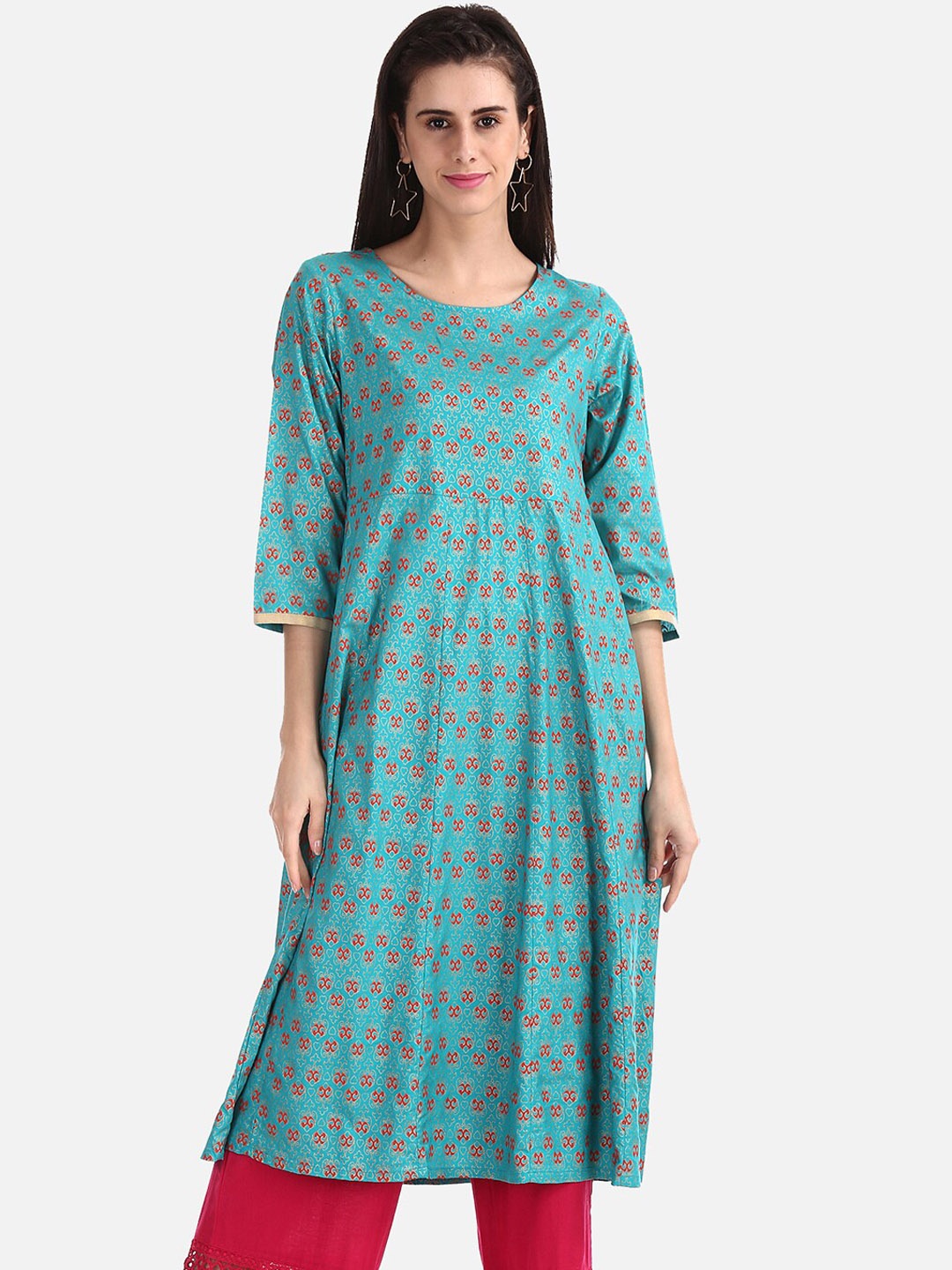 

Anahi Women Blue & Red Printed A-Line Kurta