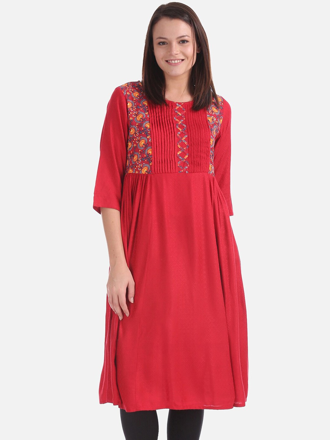 

Anahi Women Red Printed A-Line Kurta