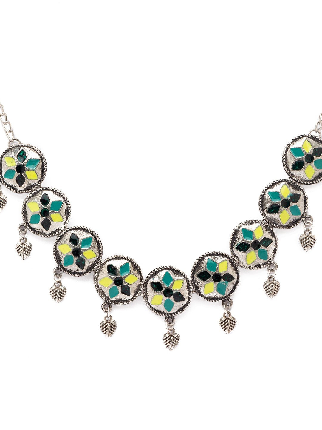 

Globus Silver-Plated Yellow & Black Ethnic Necklace