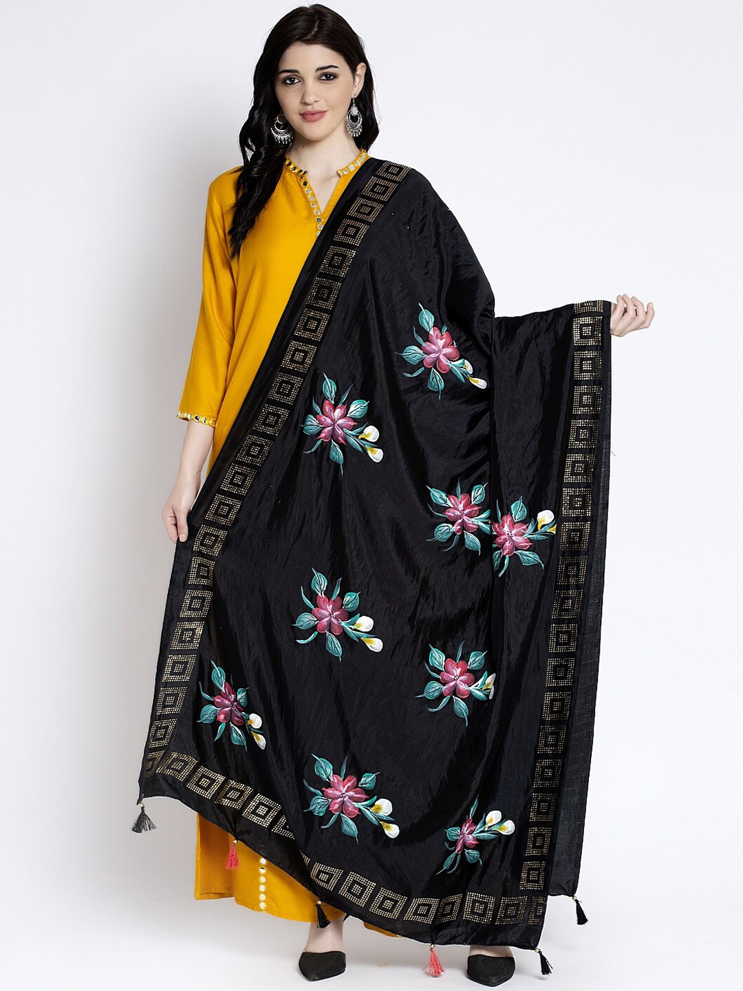 

Clora Creation Women Black Printed Dupatta