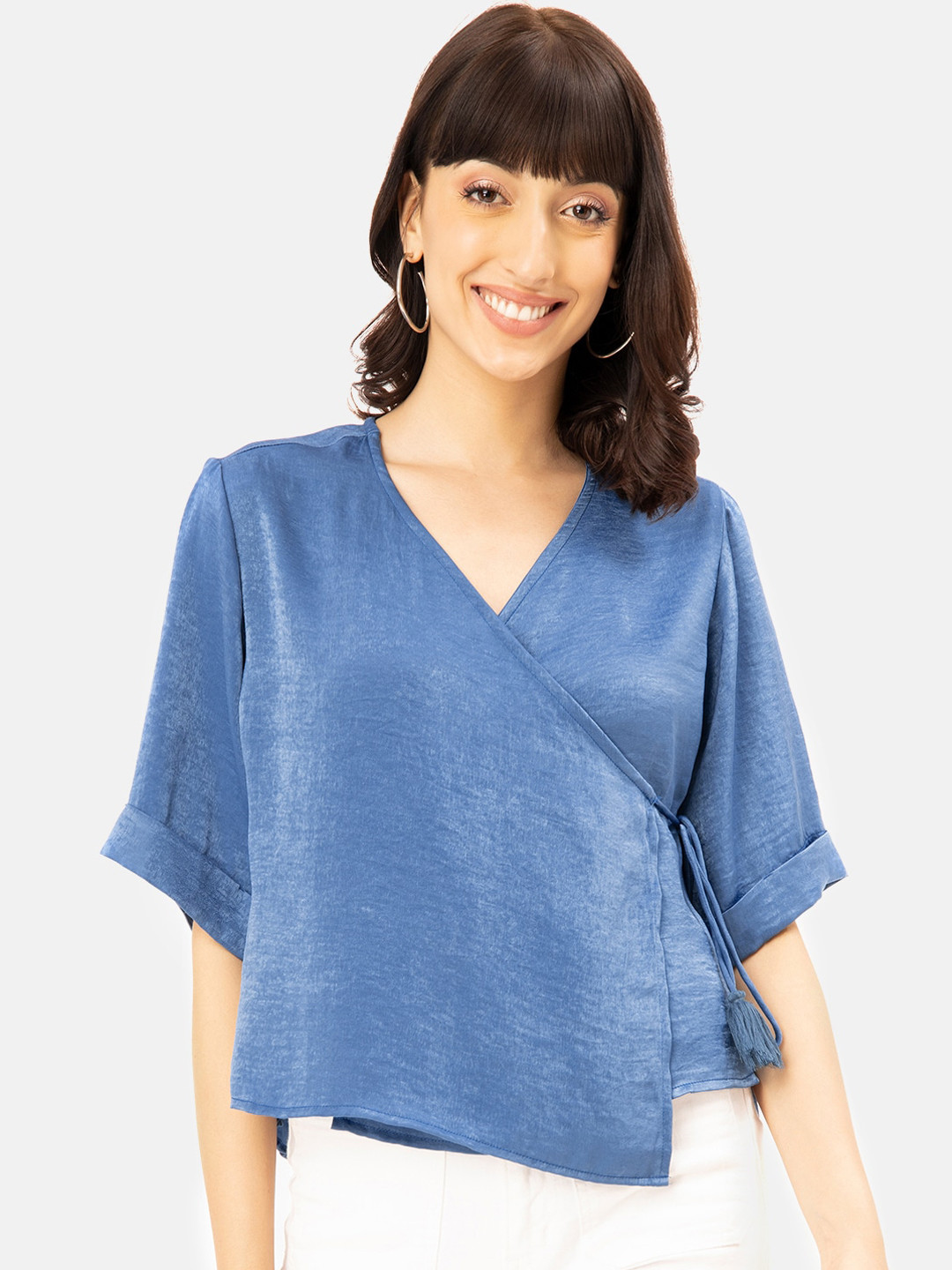 

Saaki Women Blue Solid Wrap Top