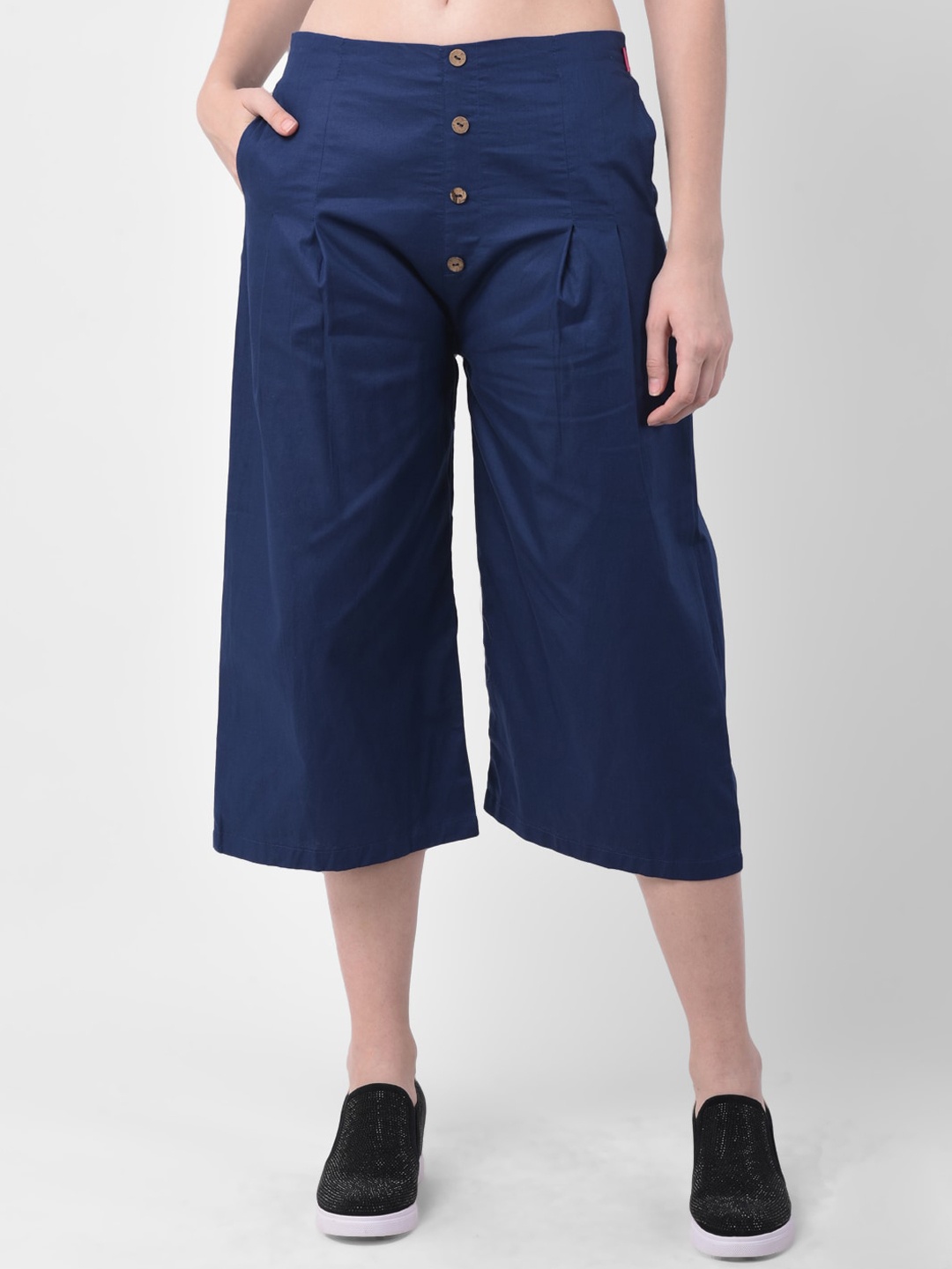 

GRACIT Women Navy Blue Loose Fit Solid Culottes