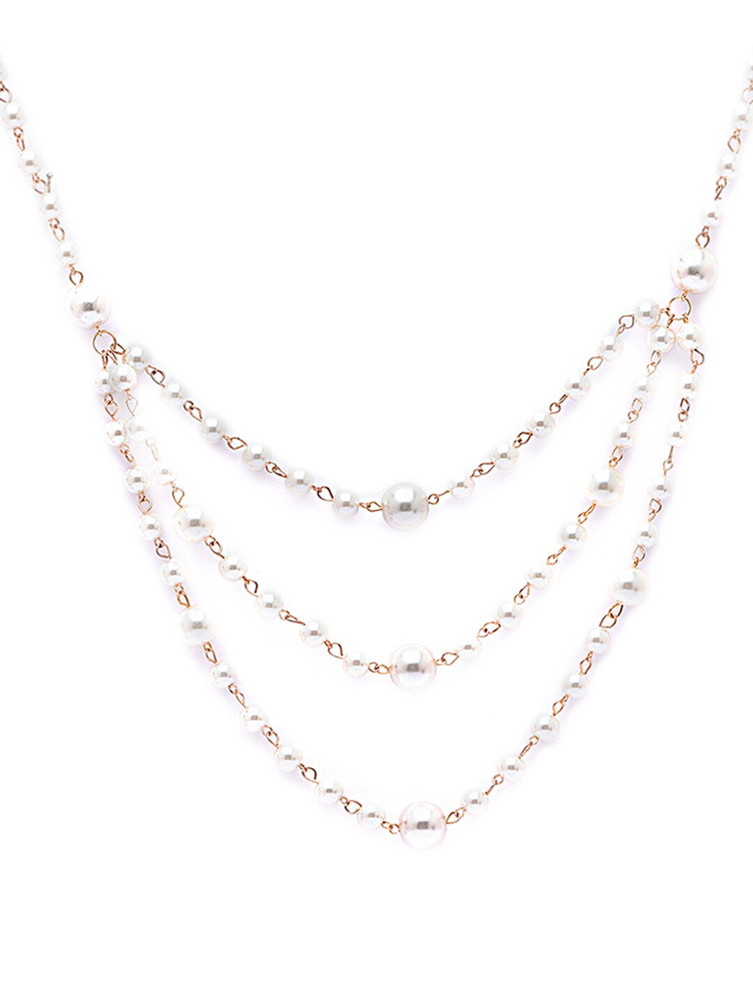 

Globus Rose Gold-Plated White Beaded Long Necklace