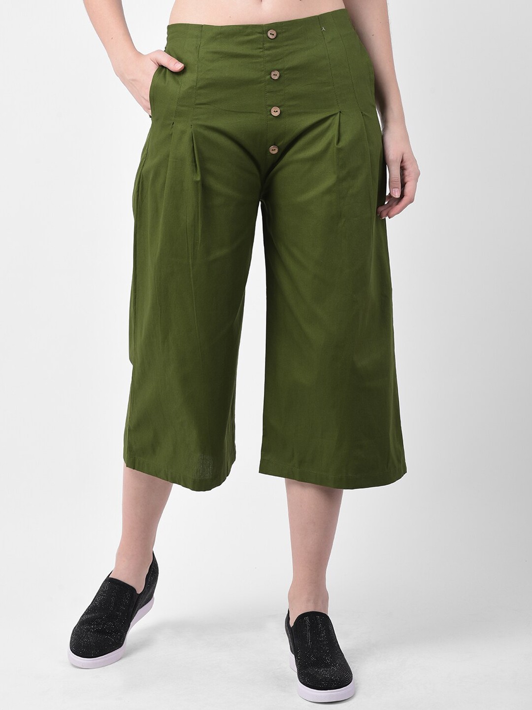 

GRACIT Women Green Regular Fit Solid Culottes