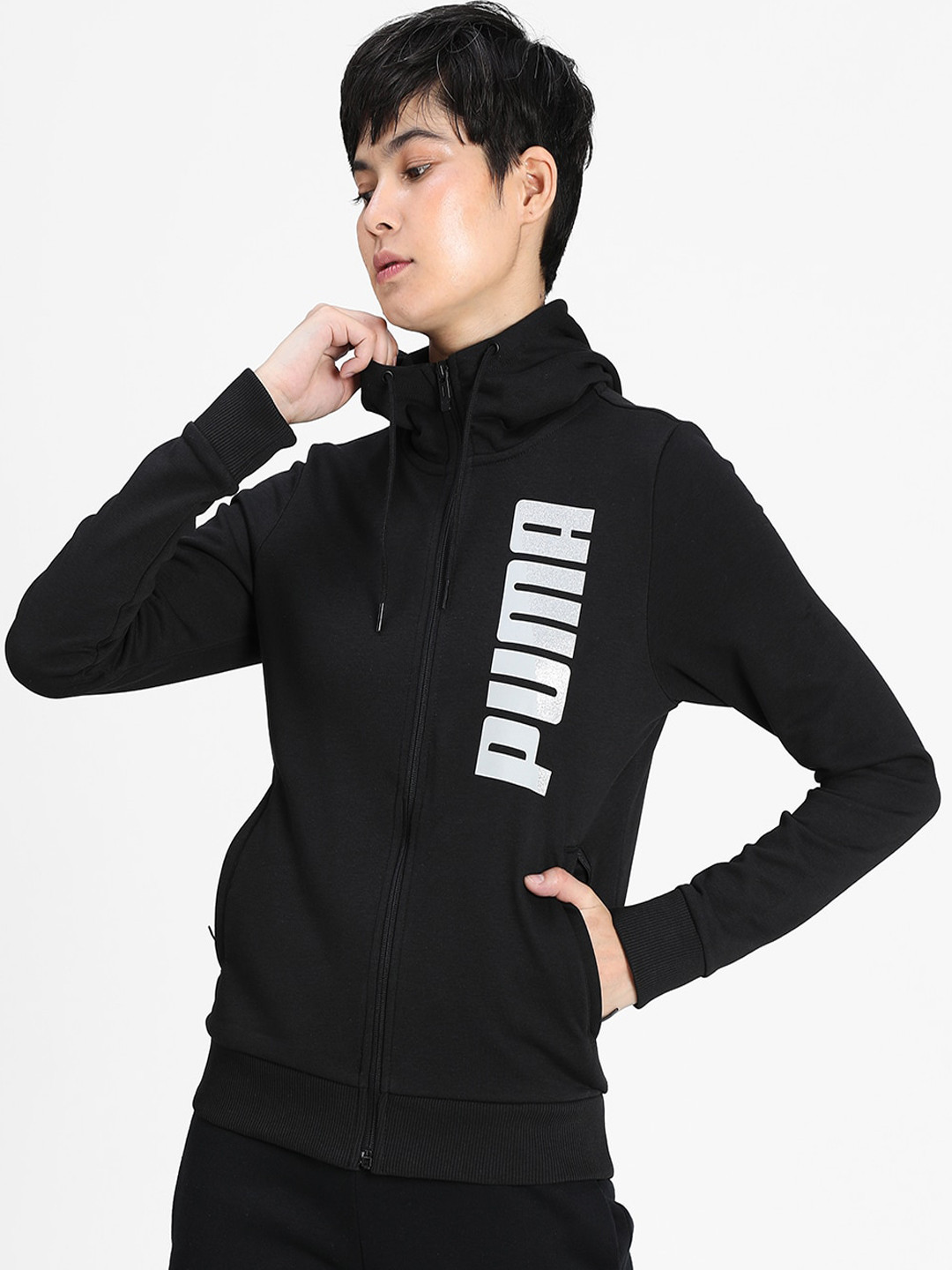 

Puma Women Black Printed Sporty Jacket