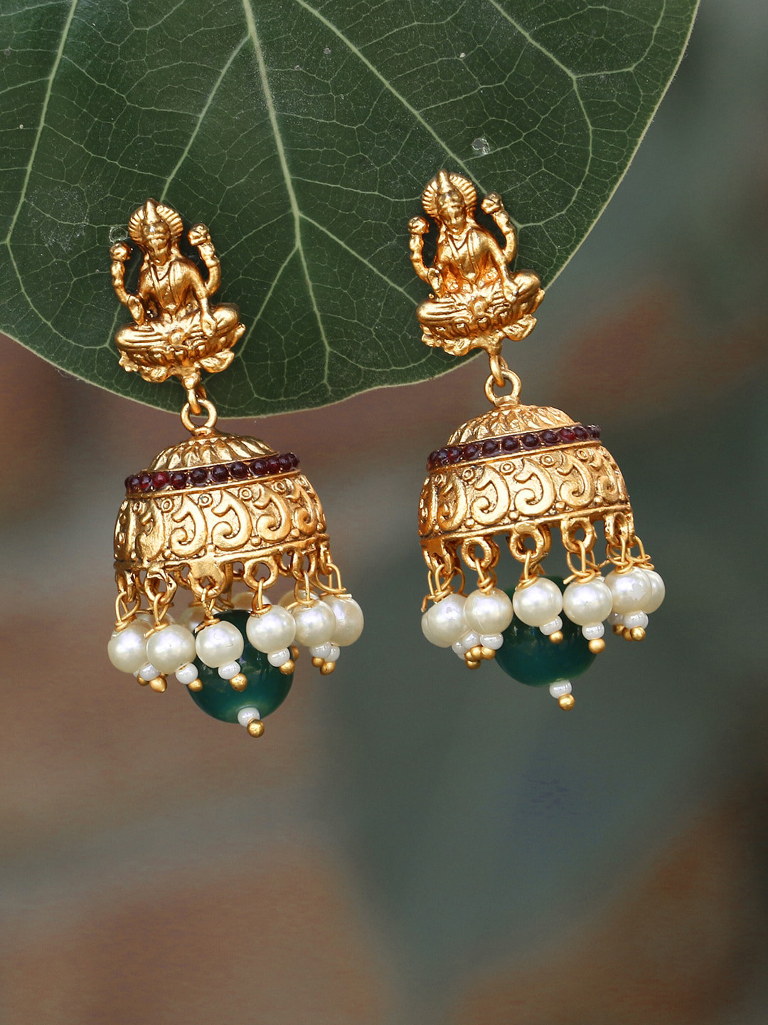 

Adwitiya Collection Gold-Plated Dome Shaped Jhumkas