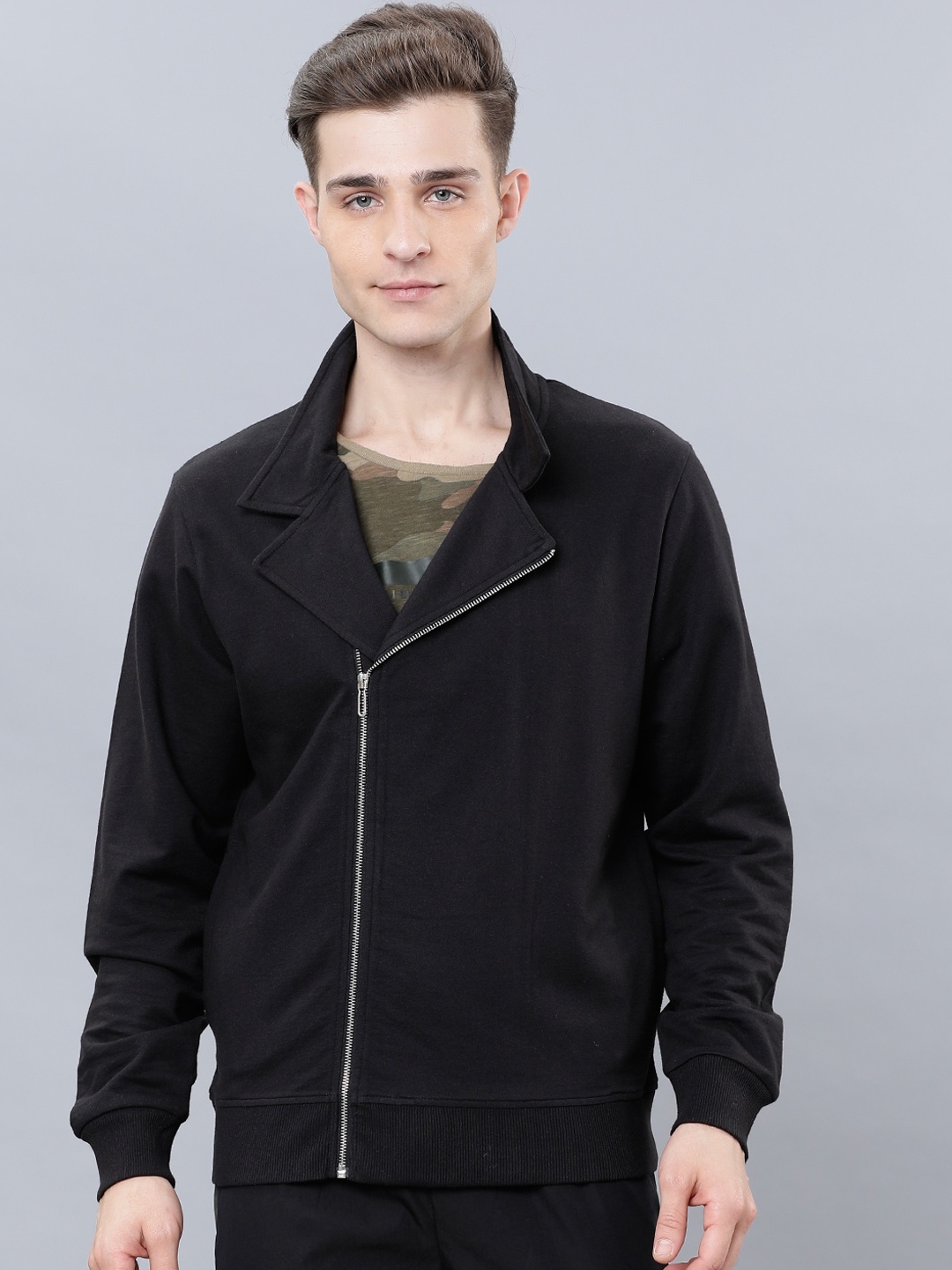 HIGHLANDER Men Black Solid Sweatshirt