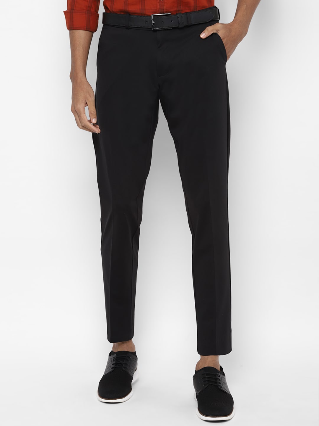 

Allen Solly Men Black Slim Fit Solid Regular Trousers