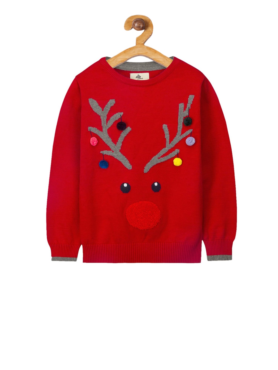 

Cherry Crumble Infant Boys Red & Grey Embroidered Pullover Sweater