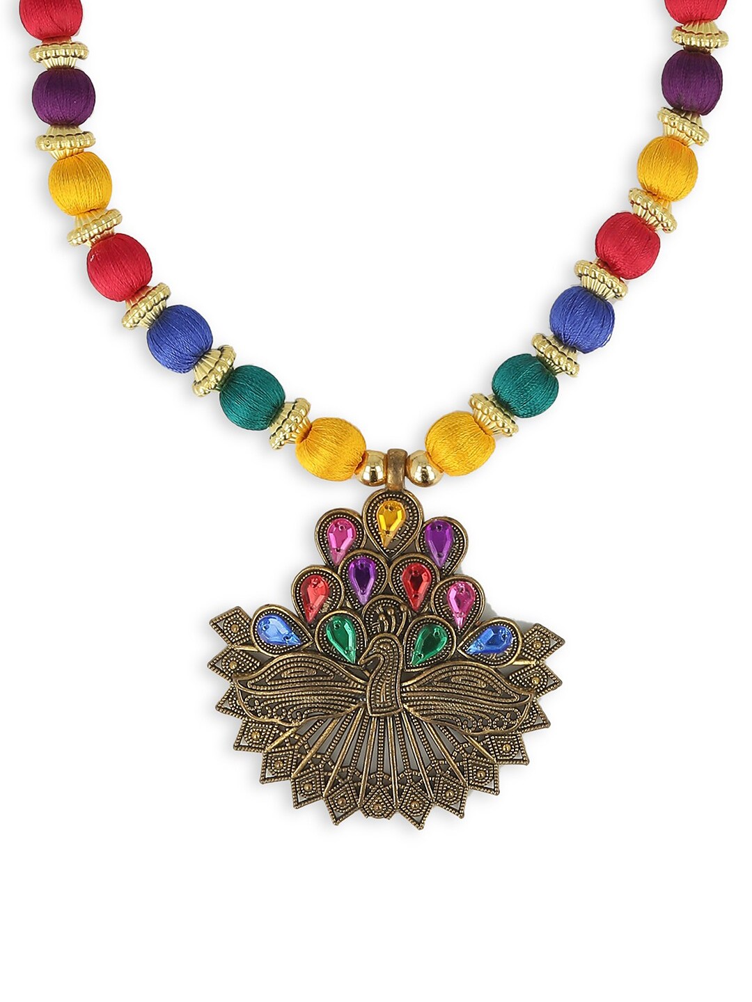 

AKSHARA Women Multicoloured Brass Handcrafted Necklace, Multi