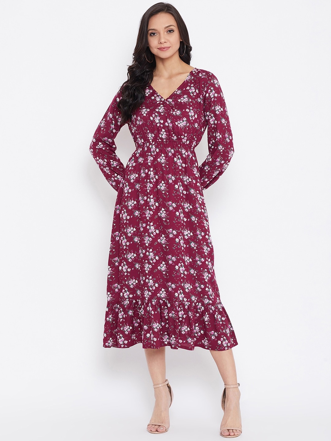 

Color Cocktail Women Maroon Printed Fit and Flare Dress