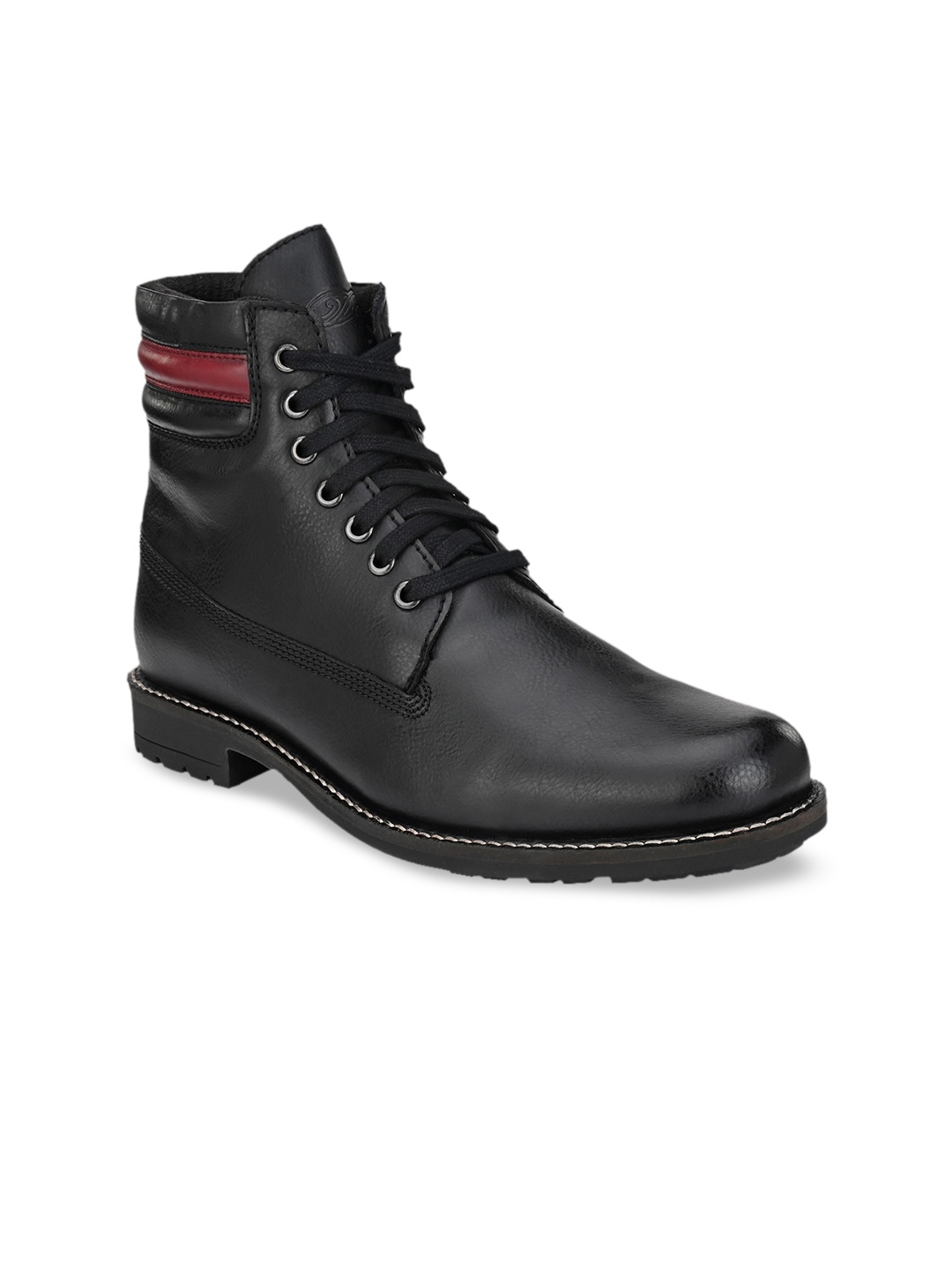 

Delize Men Black Colourblocked Leather High-Top Flat Boots