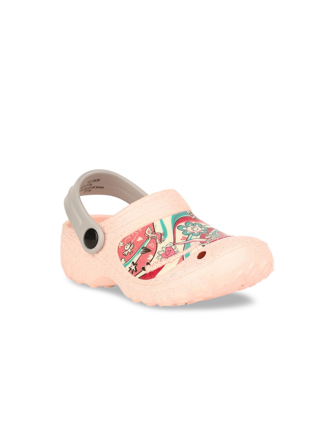 

Bubblegummers Girls Pink & Peach-Coloured Printed Clogs
