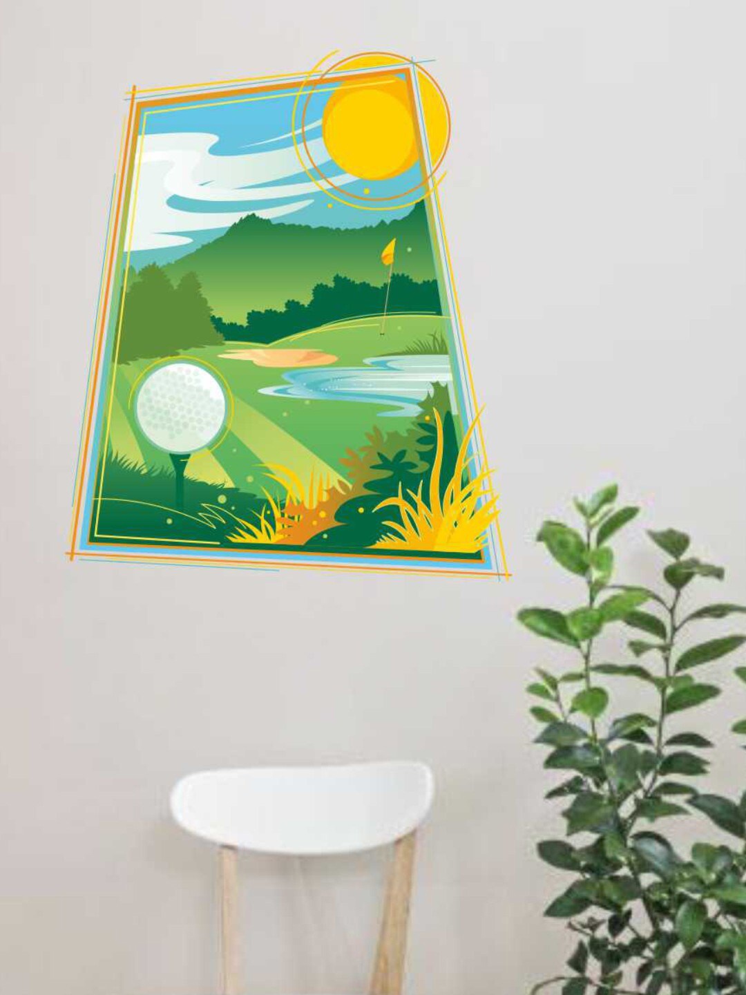 rawpockets Unisex Multicoloured Golf Play Ground Wall Sticker, Multi