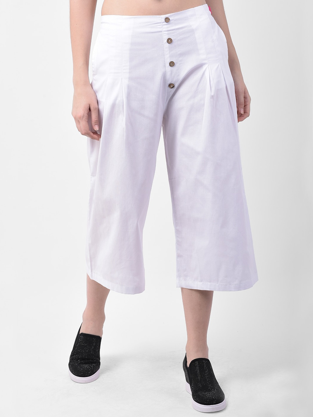 

GRACIT Women White Regular Fit Solid Culottes