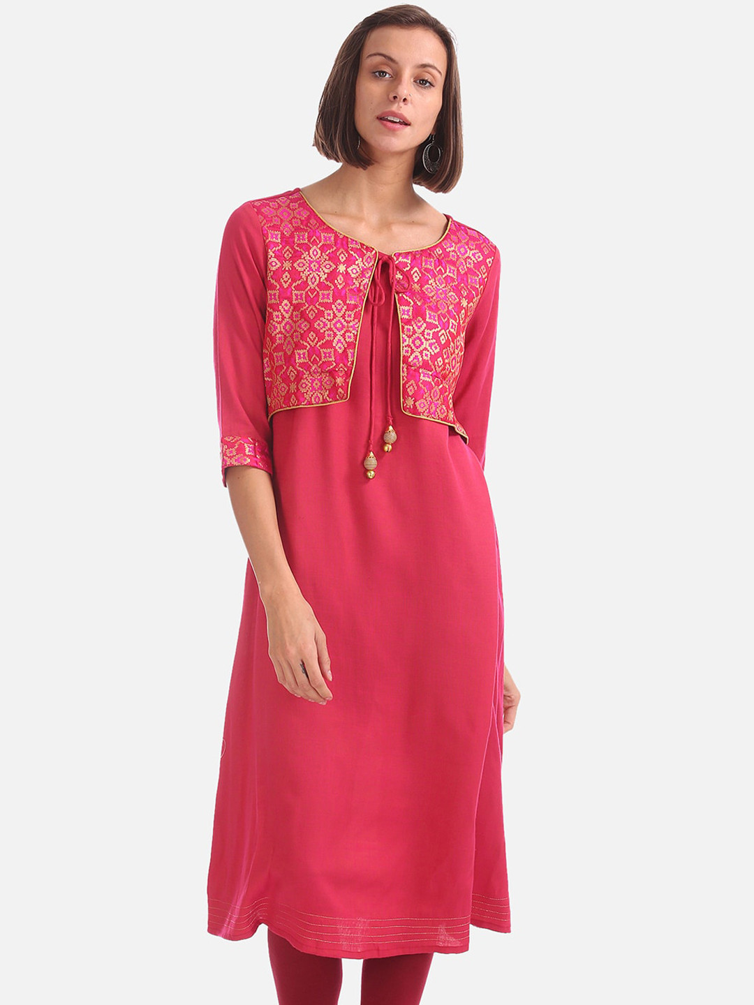 

Anahi Women Fuchsia Pink Printed A-Line Kurta