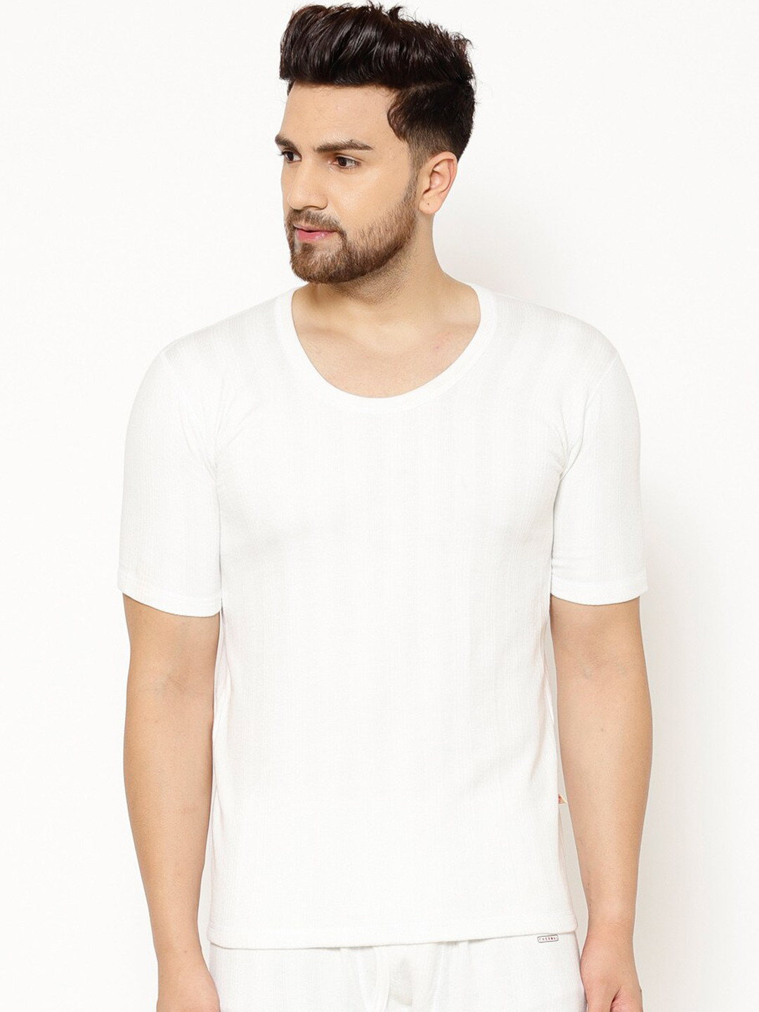 

VIMAL JONNEY Men White Striped Thermal Top RNHSAcro__01