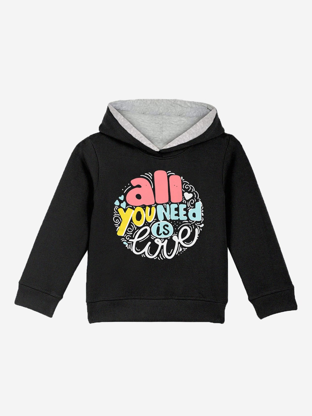 

Naughty Ninos Girls Black Printed Hooded Sweatshirt