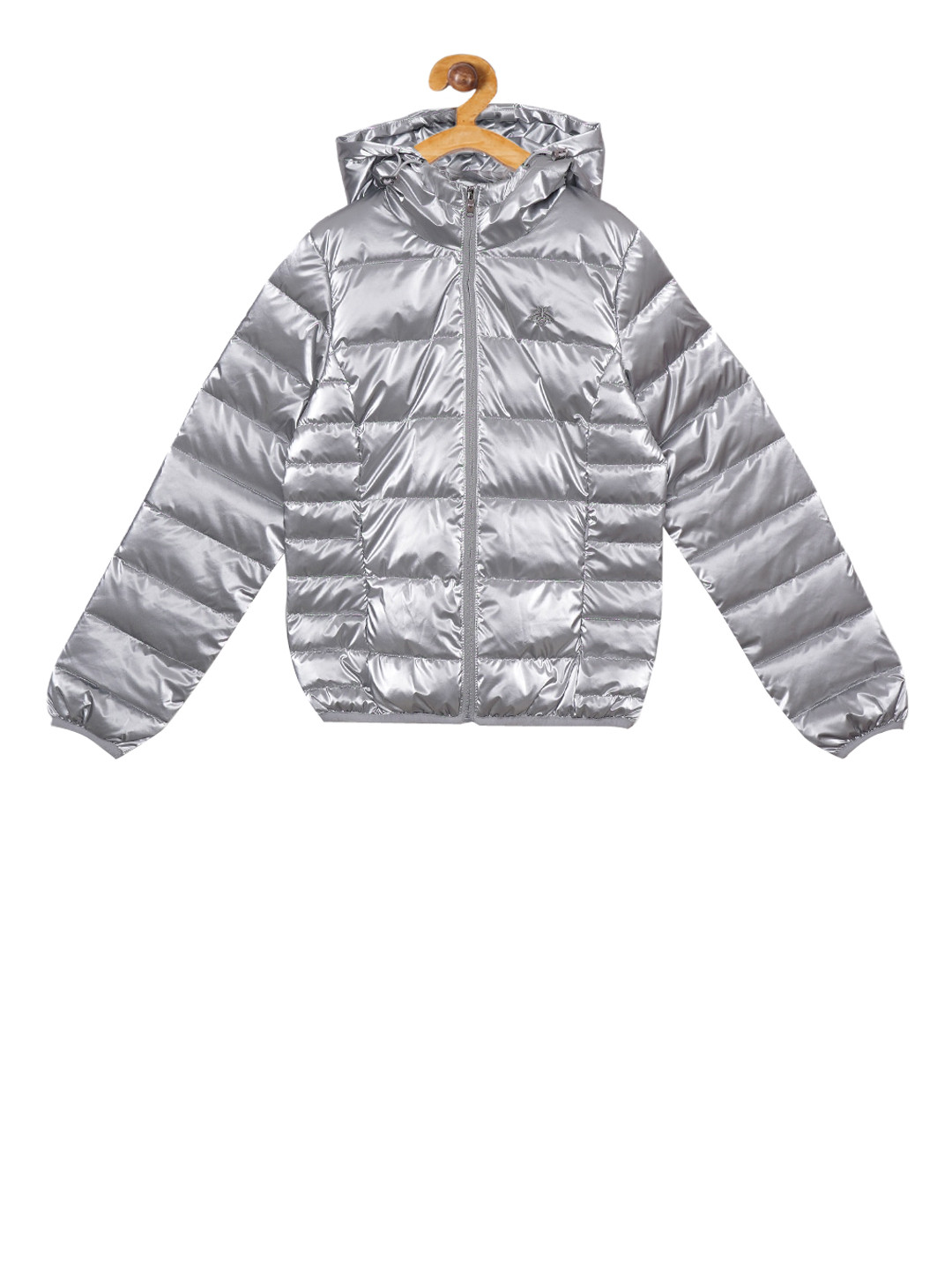 

Mode by Red Tape Girls Silver-Coloured Solid Puffer Jacket