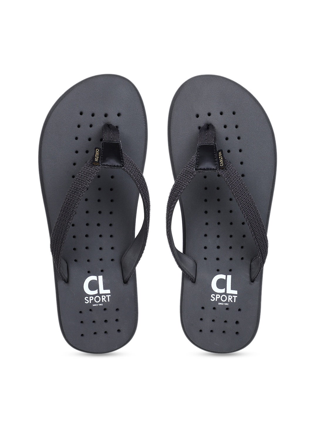 Carlton London sports Men Charcoal Grey Solid Thong Flip Flops