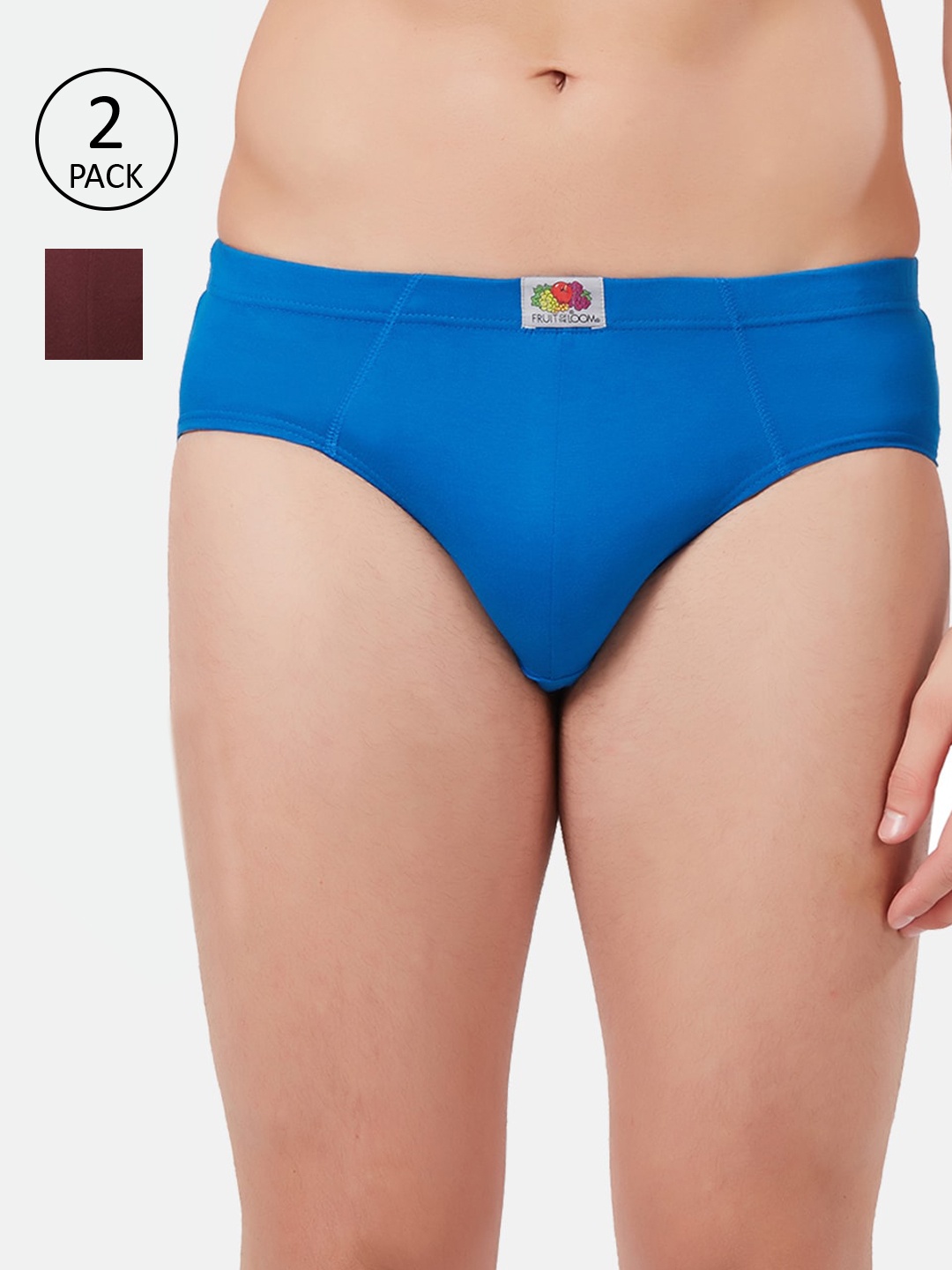 

Fruit of the loom Men Blue & Brown Pack Of 2 Solid Briefs MHB01-2P-A1S10
