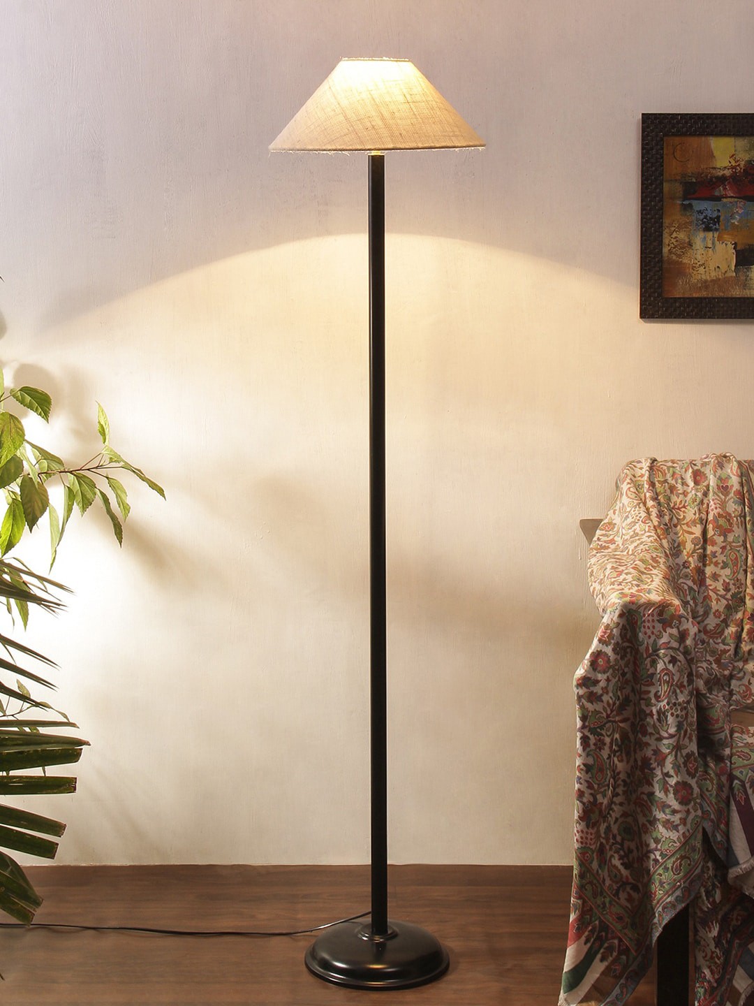 

Devansh White & Black Solid Jute Club Lamp