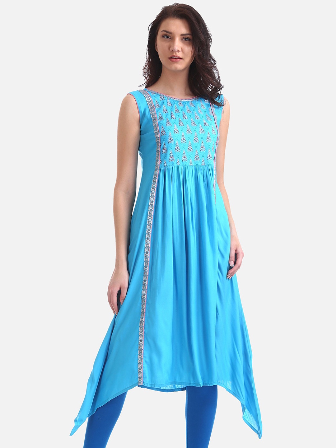 

Anahi Women Blue Yoke Design A-Line Kurta
