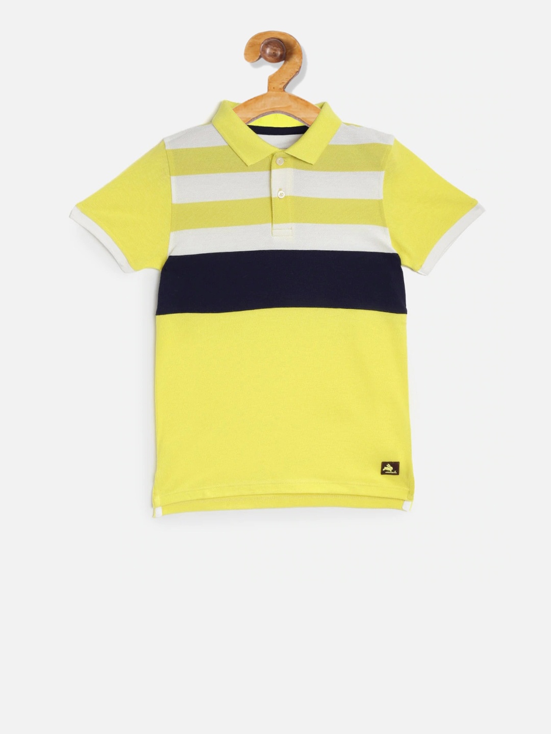 

Cherry Crumble Boys Yellow Striped Polo Collar T-shirt