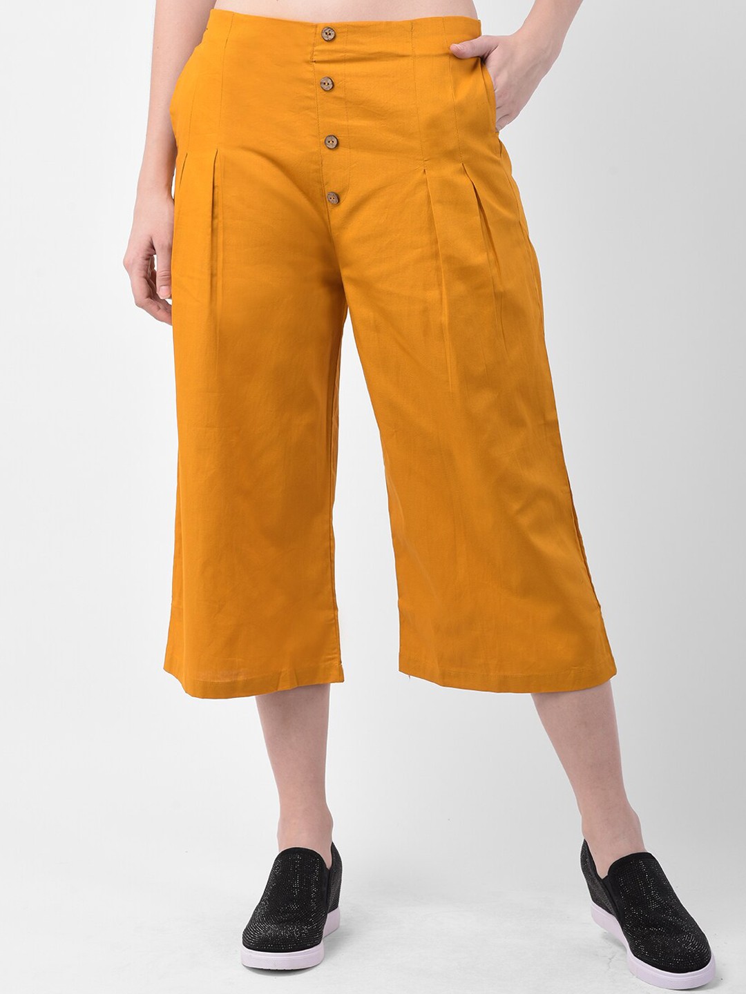 

GRACIT Women Mustard Regular Fit Solid Culottes