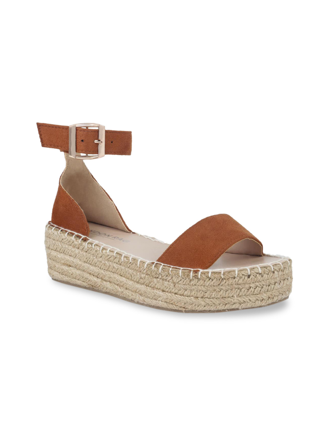 

London Rag Women Tan Brown Suede Solid Platform Heels